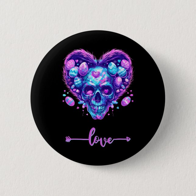 Easter Pink Skull Candy Love Rock For Men Women  2 Inch Round Button (Front)