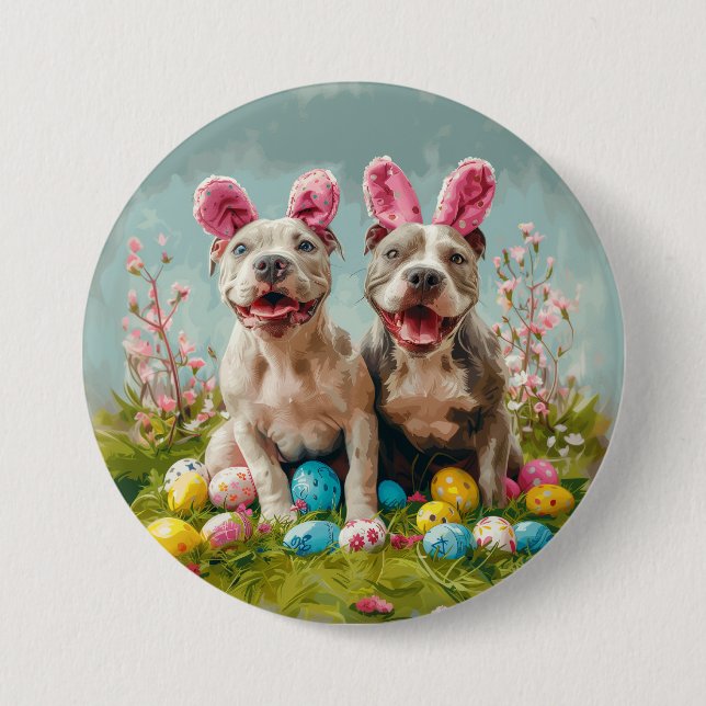 Easter Pit Bull Dogs 3 Inch Round Button (Front)