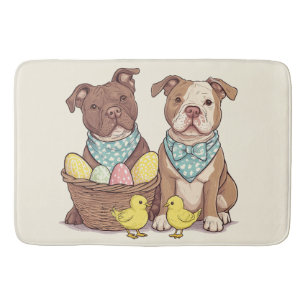 Easter Pit Bull Dogs Bath Mat