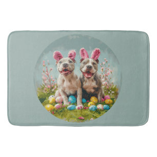 Easter Pit Bull Dogs Bath Mat