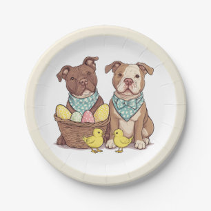 Easter Pit Bull Dogs Paper Plate