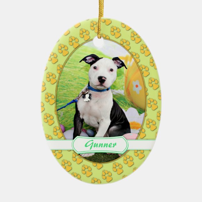 Easter - Pitbull  - Gunner Ceramic Ornament (Front)