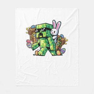 Easter Pixel Gamer Bunny Gaming Toddler Boys Kids  Fleece Blanket