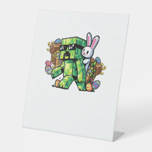 Easter Pixel Gamer Bunny Gaming Toddler Boys Kids  Pedestal Sign