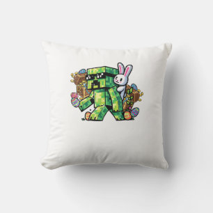 Easter Pixel Gamer Bunny Gaming Toddler Boys Kids  Throw Pillow