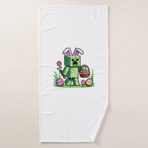 Easter Pixel Gaming Bunny Egg Hunting Boys Kids Yo Bath Towel