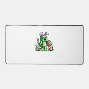 Easter Pixel Gaming Bunny Egg Hunting Boys Kids Yo Desk Mat