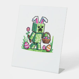 Easter Pixel Gaming Bunny Egg Hunting Boys Kids Yo Pedestal Sign