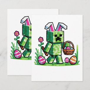 Easter Pixel Gaming Bunny Egg Hunting Card