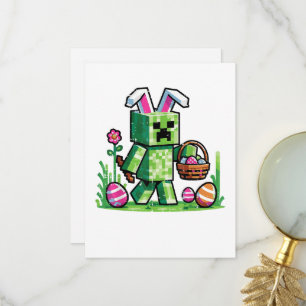Easter Pixel Gaming Bunny Egg Hunting Thank You Card