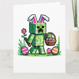 Easter Pixel Gaming Bunny Egg Hunting Thank You Card