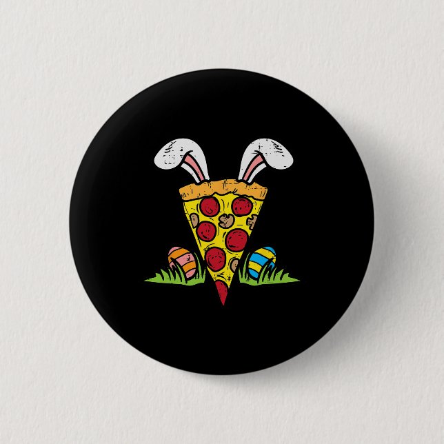 Easter Pizza Slice Bunny Ears Fun Snack Food Lover 2 Inch Round Button (Front)