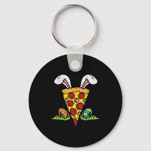 Easter Pizza Slice Bunny Ears Fun Snack Food Lover Keychain