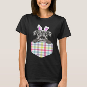 Easter Plaid Standard Schnauzer Bunny Dog In Pocke T-Shirt