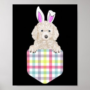 Easter Plaid White Poodle Bunny Dog In Pocket Poster