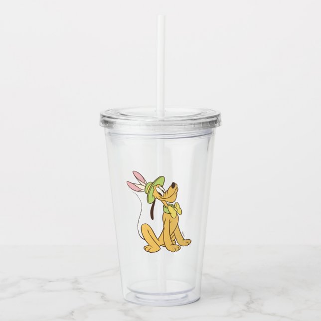 Easter Pluto with Easter Bunny Ears Acrylic Tumbler (Front)
