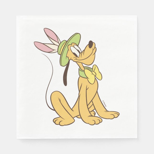 Easter Pluto with Easter Bunny Ears Napkin (Front)