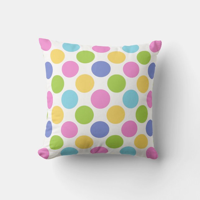 Easter Polka Dots Throw Pillow (Front)