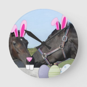 Easter Pony and Horse Round Clock