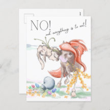 Easter postcard with horse and rabbit, fun animals