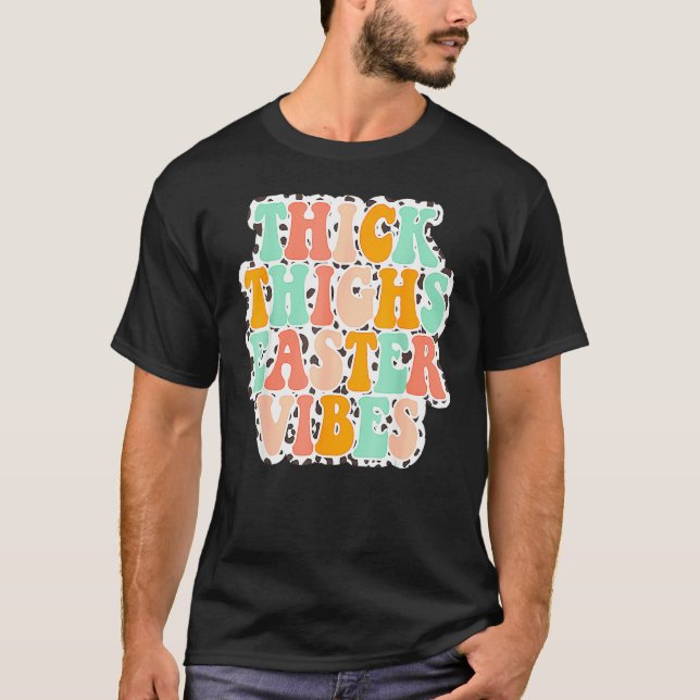 Easter Present Thick Thighs Easter Vibes Retro Leo T-Shirt (Front)