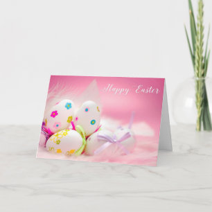 Easter - "Pretty Eggs in Pink" - Customize Holiday Card