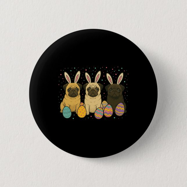 Easter Pug  2 Inch Round Button (Front)