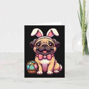 Easter Pug Bunny Ears Eggs Card