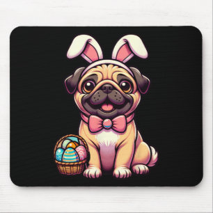 Easter Pug Bunny Ears Eggs Mouse Pad