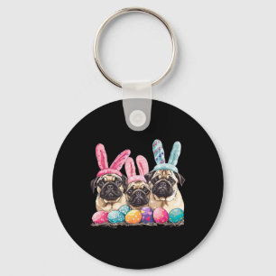 Easter Pug Dog Easter Pug Dog Bunny Ears Easter Eg Keychain