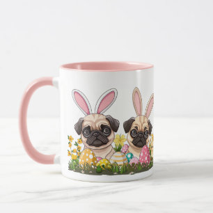 Easter Pug Dogs Bunny Ears Mug