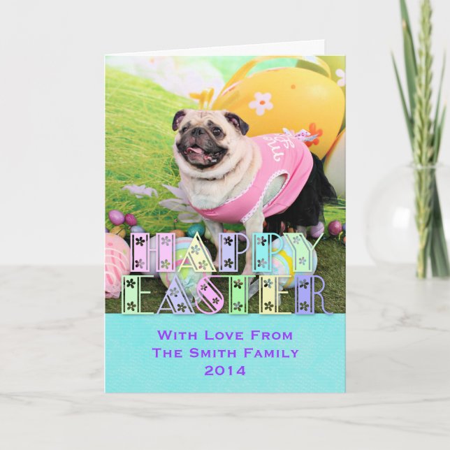Easter - Pug -Hannah Holiday Card (Front)