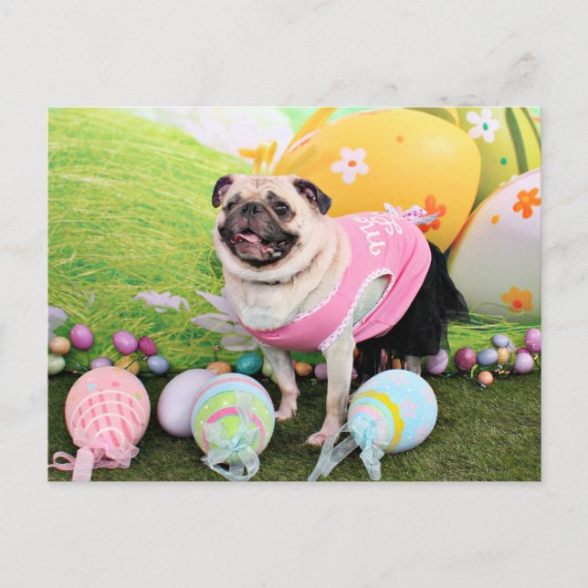 Easter - Pug -Hannah Holiday Postcard (Front)