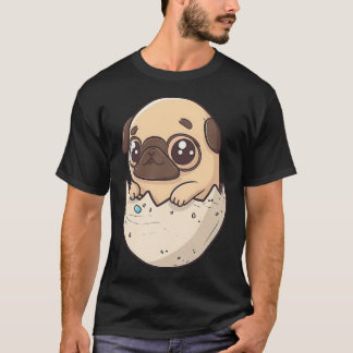 easter pug hatching from an egg, kawaii chibi pupp T-Shirt