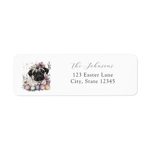 Easter pug watercolor floral  (Front)