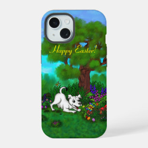 Easter - Puppy Capo and Butterfly iPhone 15 Case