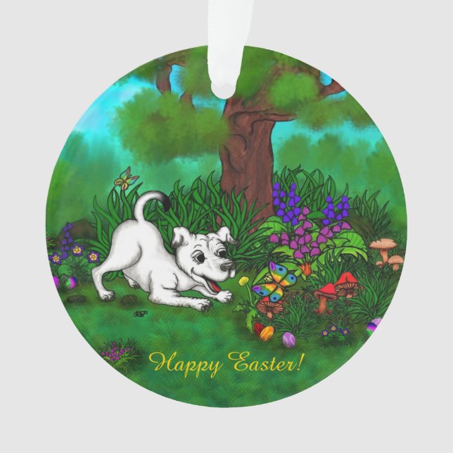 Easter - Puppy Capo and Butterfly Ornament (Front)