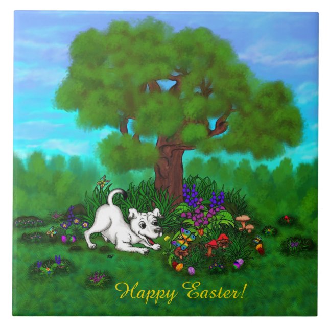Easter - Puppy Capo and Butterfly Tile (Front)