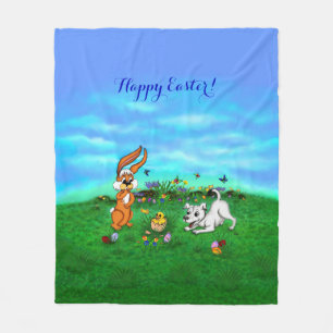 Easter - Puppy Capo Rabbit and Chick Fleece Blanket