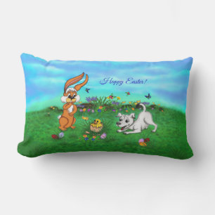 Easter - Puppy Capo Rabbit and Chick Lumbar Pillow