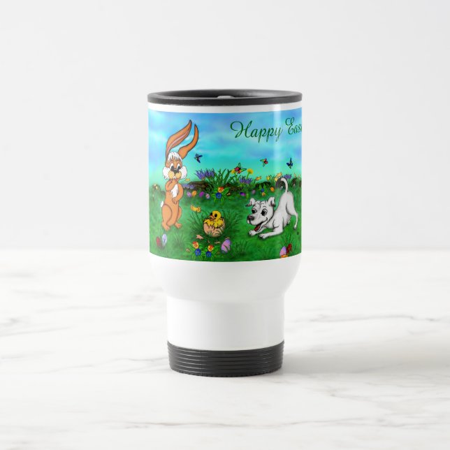 Easter - Puppy Capo Rabbit and Chick Travel Mug (Center)