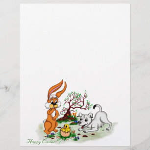 Easter - Puppy Capo with Rabbit and Chick Letterhead
