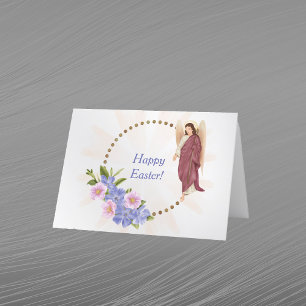 Easter Purple Floral Angel Holiday Card
