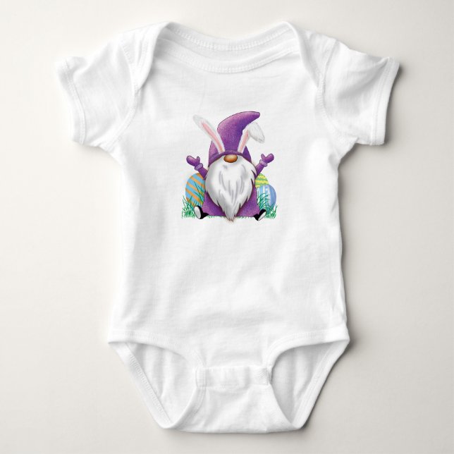 Easter Purple Gnome   Baby Bodysuit (Front)