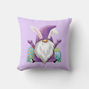 Easter Purple Gnome Throw Pillow