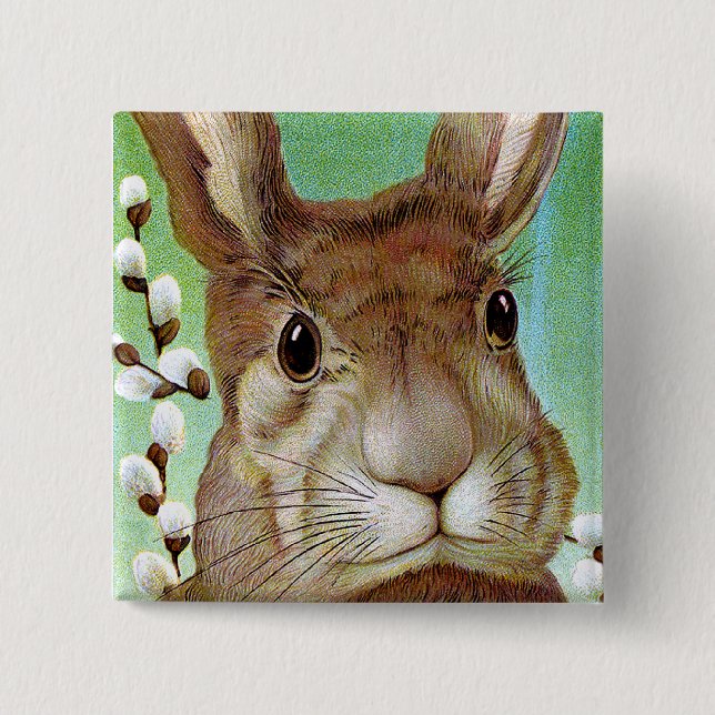 Easter Rabbit 2 Inch Square Button (Front)