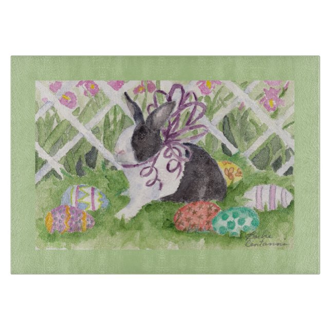 Easter Rabbit and Eggs Cutting Board (Front)