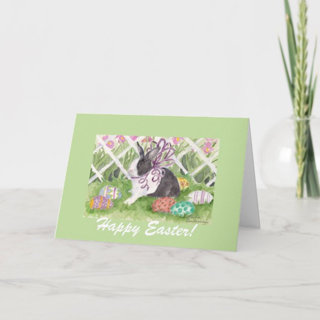 Easter Rabbit and Eggs Greeting Card (Front)