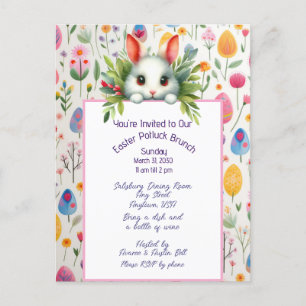 Easter Rabbit and Eggs Potluck Brunch Invitation