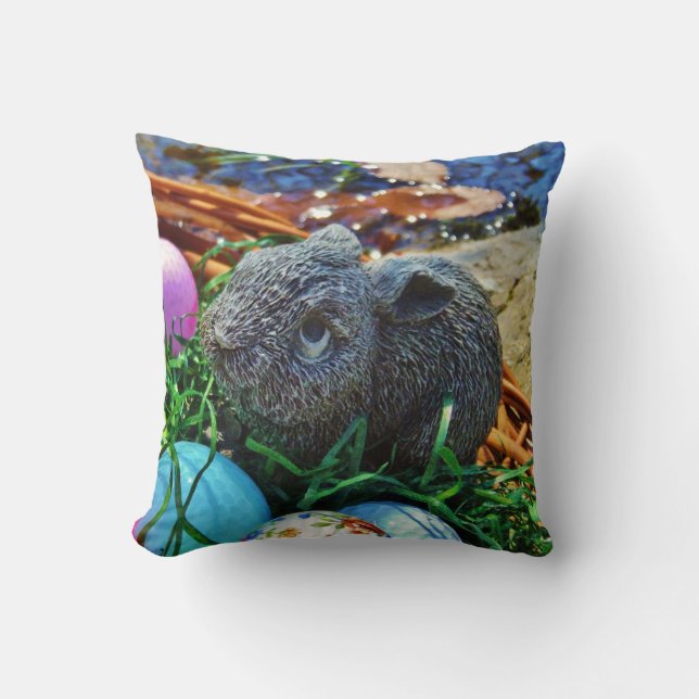 Easter Rabbit and golf ball basket Throw Pillow (Front)